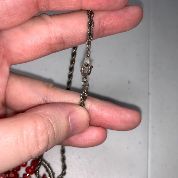 18" 4mm Rope chain with Red Coral Tree of Life Pendant - Picture 5 of 6